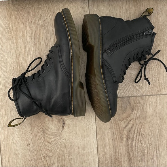 DR MARTENS Kid’s size 2‎ Black 1460 Combat Leather Zip Boots - Picture 5 of 8